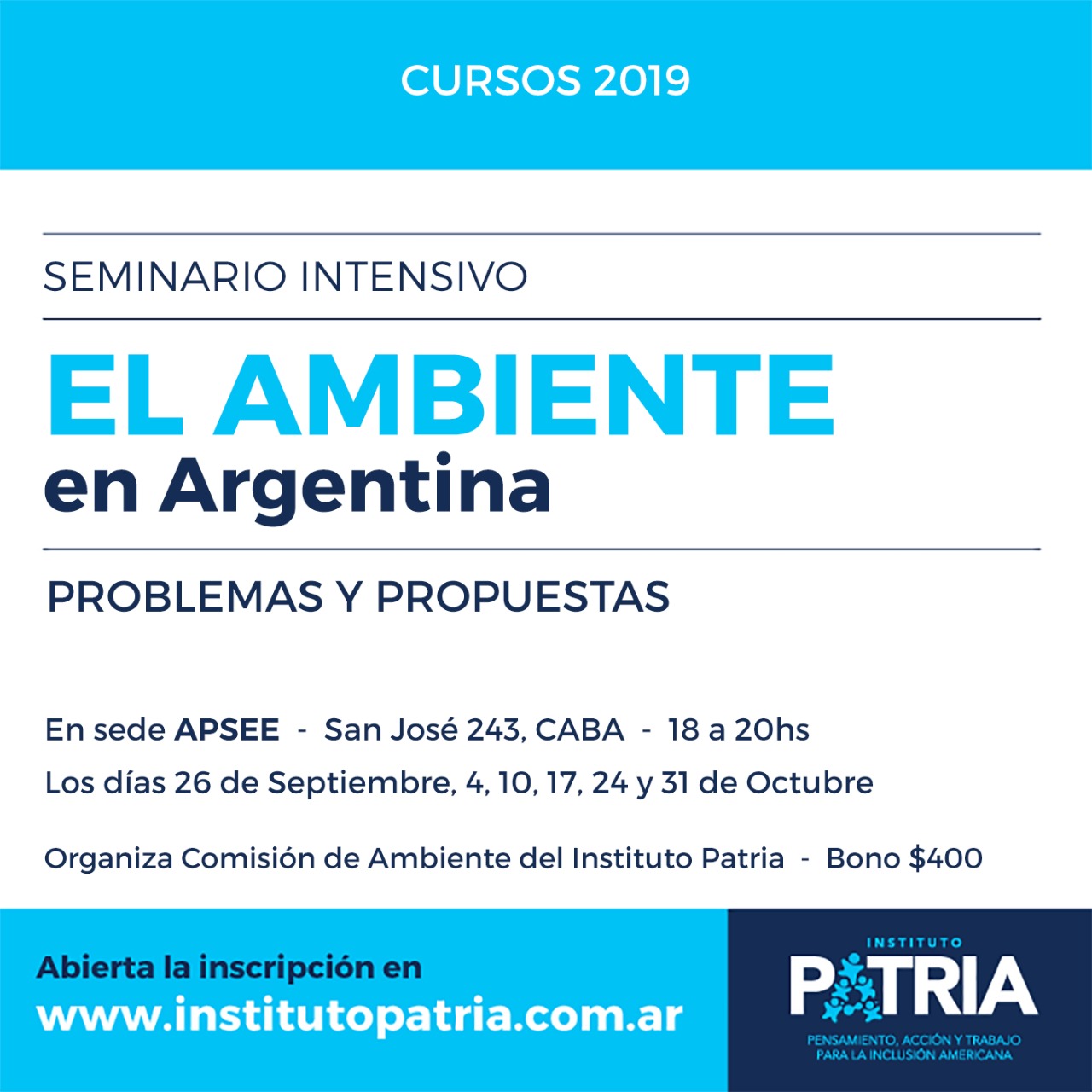 Seminario intensivo El ambiente en Argentina: problemas y propuestas.