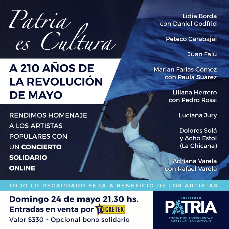PATRIA ES CULTURA: recital a beneficio de nuestrxs artistas