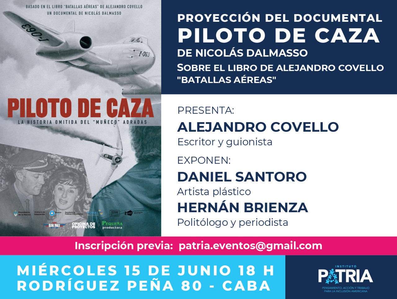 Proyección del documental PILOTO DE CAZA